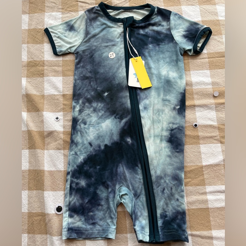 Little One Shop shortie blue tyedye 2T
